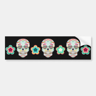 Pegatina Para Coche Feliz Muertos - cráneos festivos del azúcar