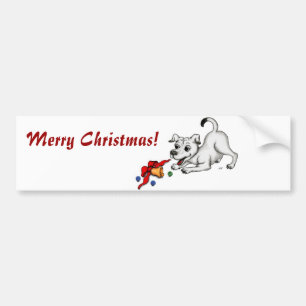 Pegatina Para Coche ¡Feliz Navidad! Cachorro con bell y ball