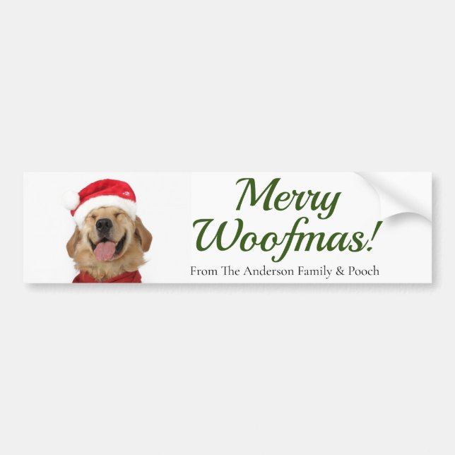 Pegatina Para Coche ¡Feliz Woofmas! Amantes del perro (Frente)