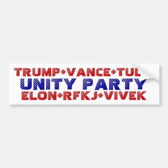 Pegatina Para Coche FIESTA UNITY Trump Vance Tulsi Elon RFKJ Vivek (Frente)