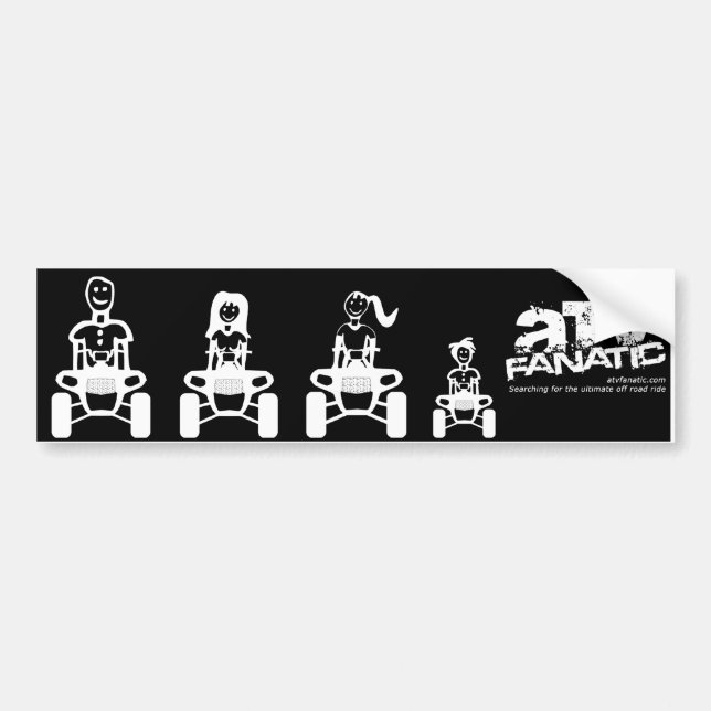 Pegatina Para Coche Figura del palillo de la familia de ATV (papá, (Frente)