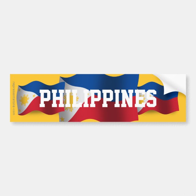 Pegatina Para Coche Filipinas que agitan la bandera (Frente)