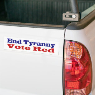 Pegatina Para Coche Fin de la tiranía Vote rojo con texto azul rojo
