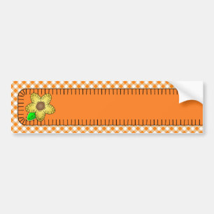 Pegatina Para Coche Flor Amarilla Gingham Fondo Bumper Sticker