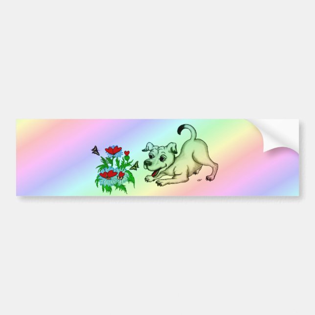 Pegatina Para Coche Flor con corazón, pipa y mariposa (Frente)