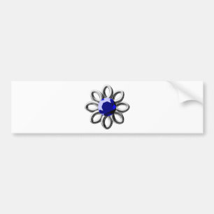 Pegatina Para Coche Flor plateada de piedra azul