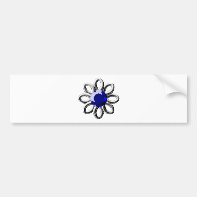 Pegatina Para Coche Flor plateada de piedra azul (Frente)