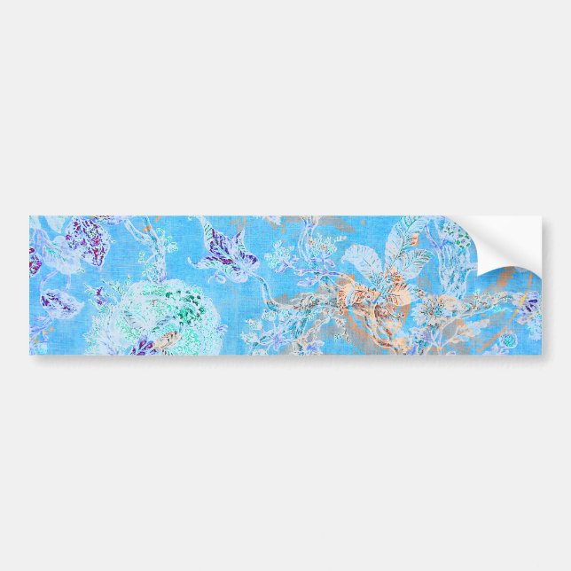 Pegatina Para Coche Floral azul pastel (Frente)
