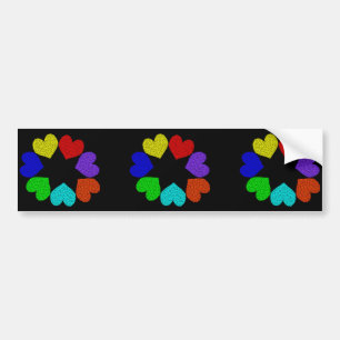Pegatina Para Coche Floral Rainbow Love Hearts Bumper Sticker