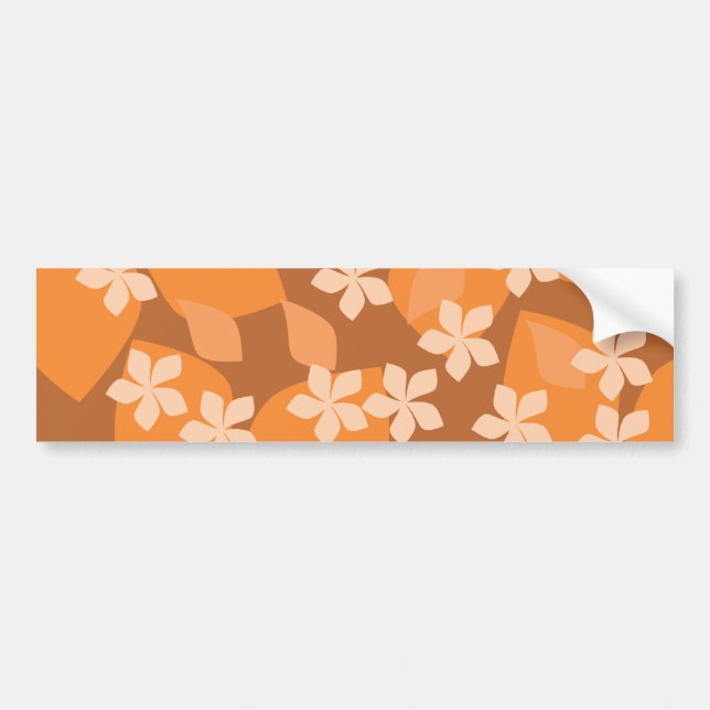 Pegatina Para Coche Flores anaranjadas. Modelo floral retro (Frente)