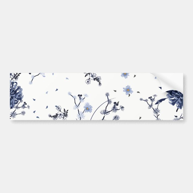 Pegatina Para Coche Flores azules (Frente)