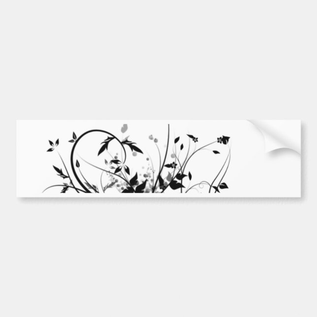 Pegatina Para Coche Flores blancos y negros (Frente)