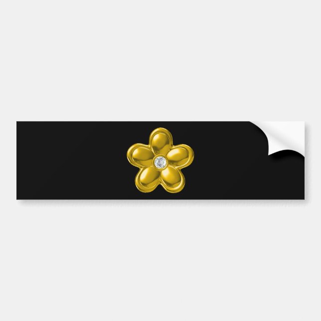 PEGATINA PARA COCHE FLORES DE ORO CON DIAMANTE (Frente)