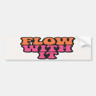 Pegatina Para Coche Flujo con Ti Retro Psicodélico Rosa y Naranja