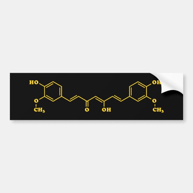 Pegatina Para Coche Fórmula química molecular de Curcumin Turmérica (Frente)
