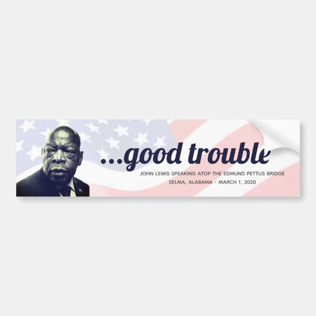 Pegatina Para Coche Foto de John Lewis 'Good Trouble' de Edmund (Frente)