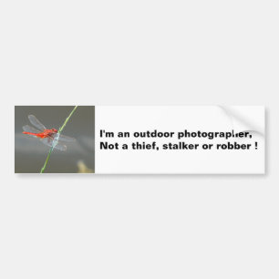 Pegatina Para Coche Fotógrafo al aire libre Dragonfly Bumper Sticker