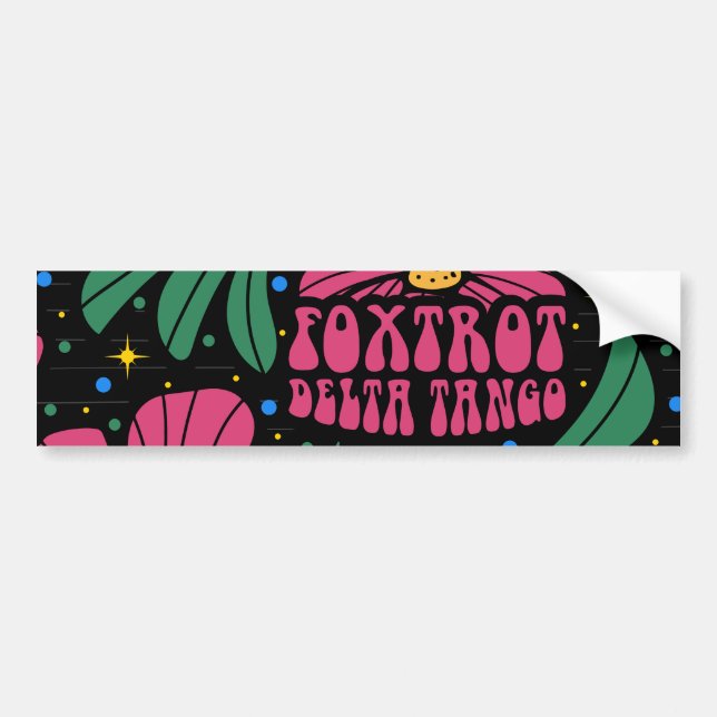 Pegatina Para Coche Foxtrot Delta Tango Flower Boho (Frente)