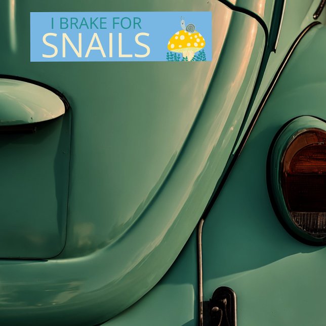 Pegatina Para Coche FRACASO POR SNAILS Cute champiñón (I BRAKE FOR SNAILS Cute Mushroom Bumper Sticker
)