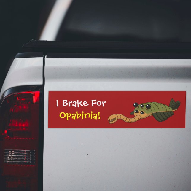 Pegatina Para Coche ¡Freno para Opabinia! (I Brake for Opabinia Bumper Sticker- Truck View)
