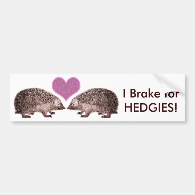 Pegatina Para Coche ¡Freno por HEDGIES! Salven los erizos Bumpersticke (Frente)