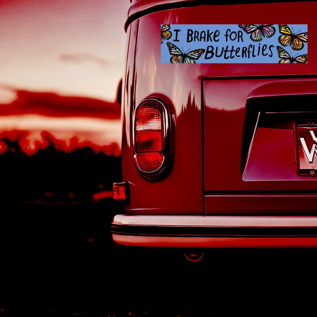Pegatina Para Coche FRENO POR MARIPOSAS Monarca Acuarela (I BRAKE FOR BUTTERFLIES Monarch Watercolor Bumper Sticker
)