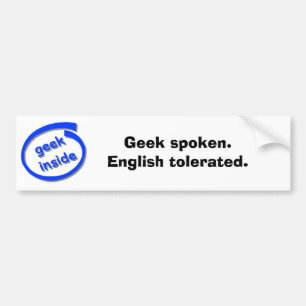 Pegatina Para Coche Friki hablado. Inglés tolerado
