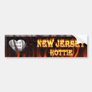 Pegatina Para Coche Fuego de New Jersey Hottie y corazón de mármol