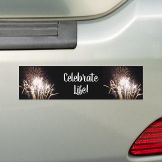 Pegatina Para Coche Fuegos artificiales blancos y dorados en celebraci