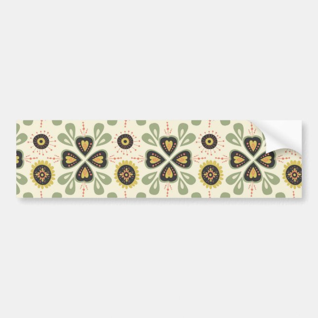 Pegatina Para Coche Fun Fall Tan y Green Floral Pattern (Frente)