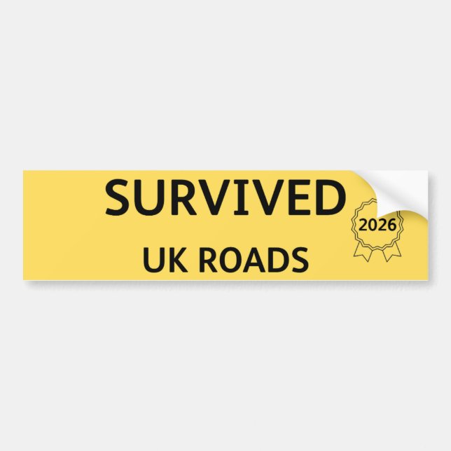 Pegatina Para Coche Fun Pothole Bumper Sticker SURVIVED UK ROADS 2026 (Frente)