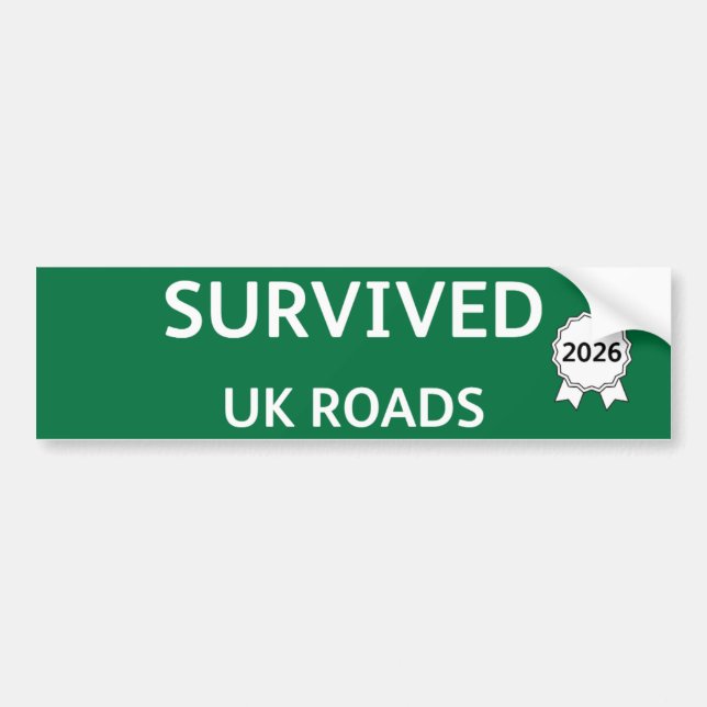 Pegatina Para Coche Fun Pothole Bumper Sticker SURVIVED UK ROADS 2026 (Frente)