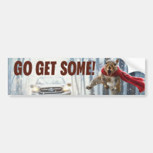 Funny Action Squirrel Bumper Sticker "Obtener algo