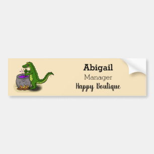 Pegatina Para Coche Funny green alligator cooking cartoon