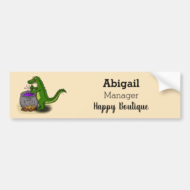 Pegatina Para Coche Funny green alligator cooking cartoon (Frente)