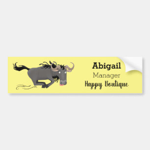 Pegatina Para Coche Funny Wildebeest corriendo ilustracion personaliza