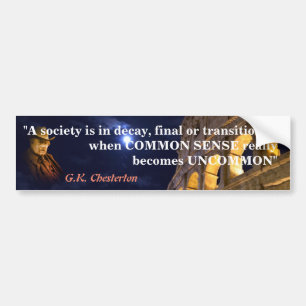 Pegatina Para Coche  G.K. Cita De Chesterton En Una Sociedad En Decade