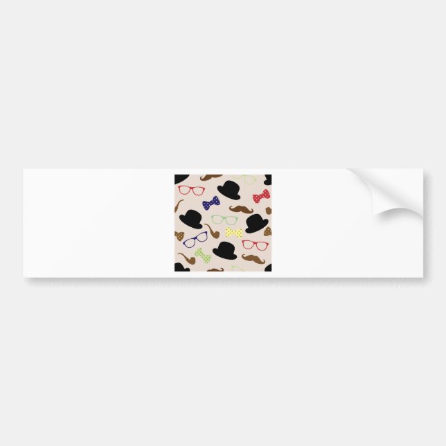Pegatina Para Coche Gafas, Gorras y bigote (Frente)