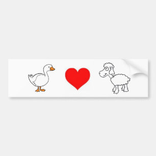 Pegatina Para Coche Ganso. Amor. Ovejas