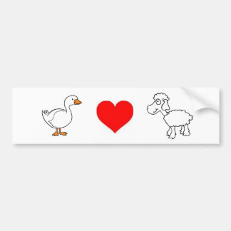 Pegatina Para Coche Ganso. Amor. Ovejas