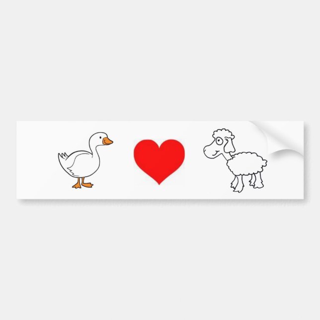 Pegatina Para Coche Ganso. Amor. Ovejas (Frente)