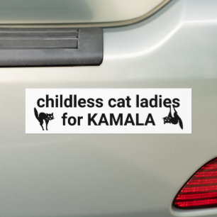 Pegatina Para Coche Gatitas sin hijos, damas de Kamala, blanco negro y