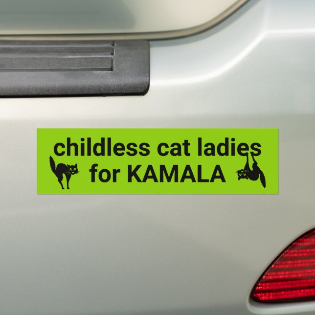 Pegatina Para Coche Gatitas sin hijos, damas de Kamala graciosa verde (en coche)
