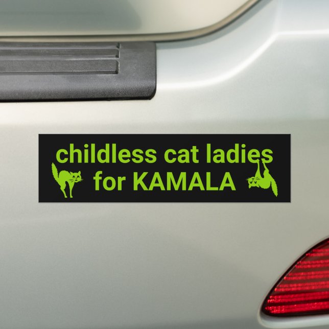 Pegatina Para Coche Gatitas sin hijos, damas de Kamala, verde y gracio (en coche)