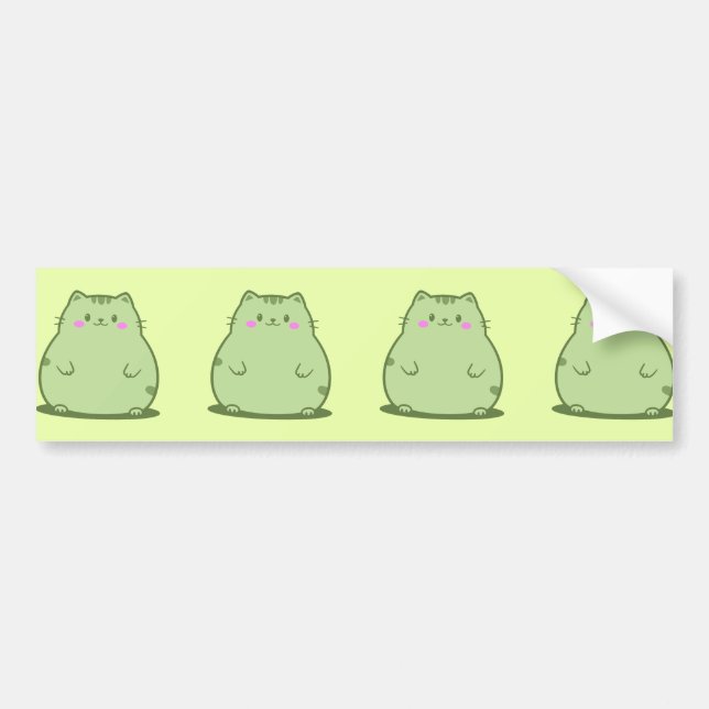 Pegatina Para Coche Gatito Verde Matcha Regordete (Frente)