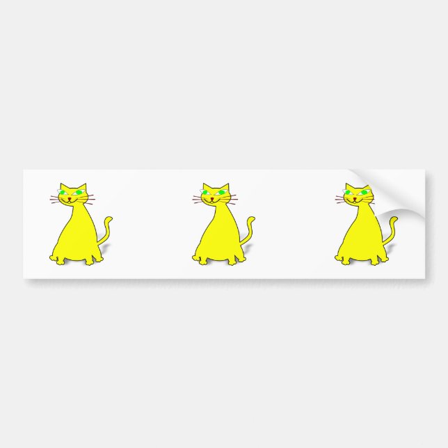 Pegatina Para Coche Gato de grasa amarillo (Frente)