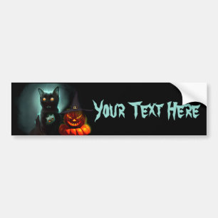 Pegatina Para Coche Gato de vampiros y mago calabaza Halloween Surreal
