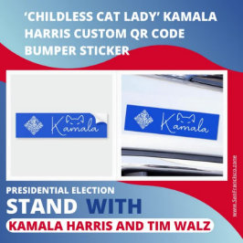 Pegatina Para Coche "Gato sin hijos" Kamala Harris Personalizado QR Co