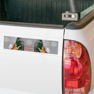 Pegatina Para Coche Gatos Árbol Ornamentado, Texto de Imagen, Personal