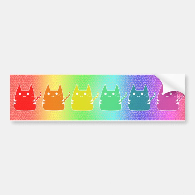 Pegatina Para Coche Gatos del arco iris (Frente)